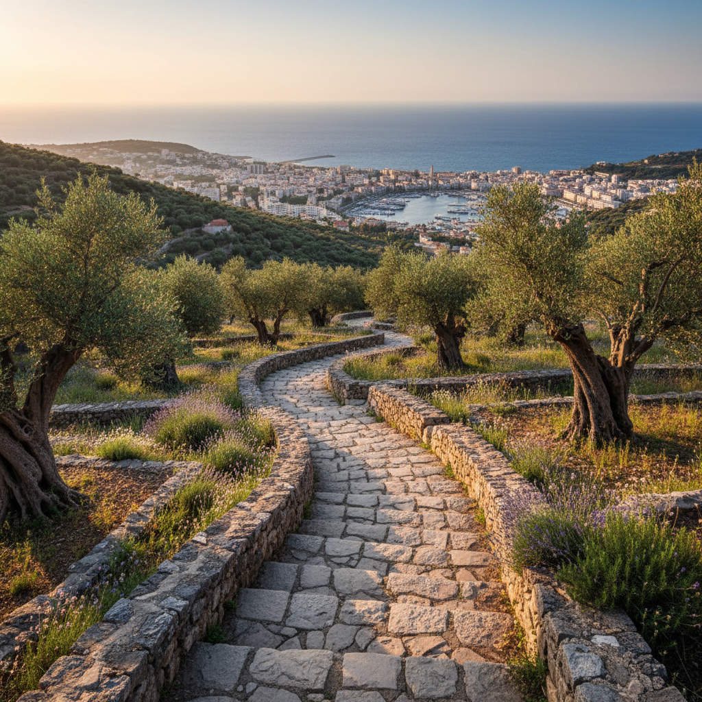 A Genoese creuza descending towards the sea
