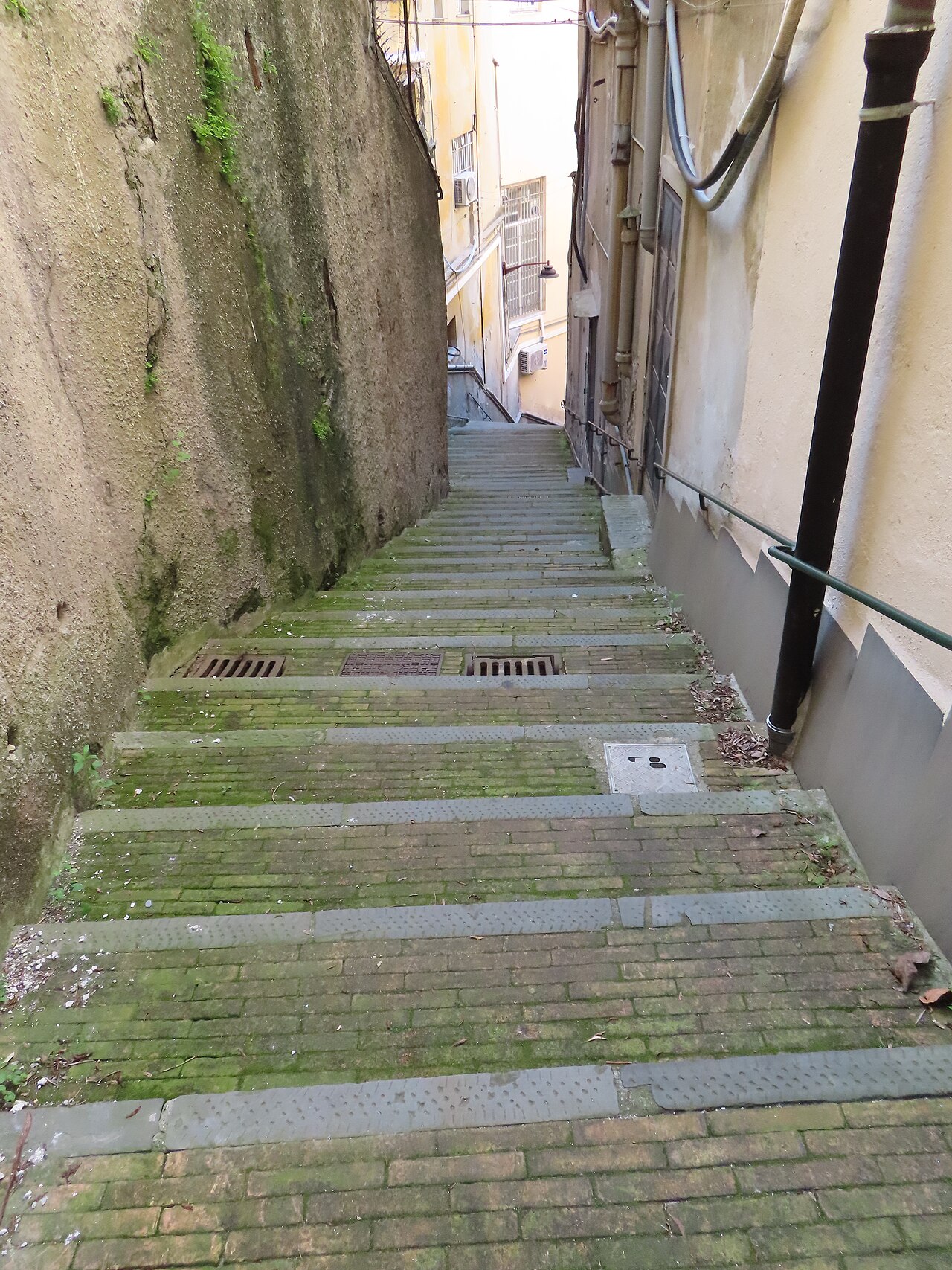 Slate steps worn by time with details of the stone