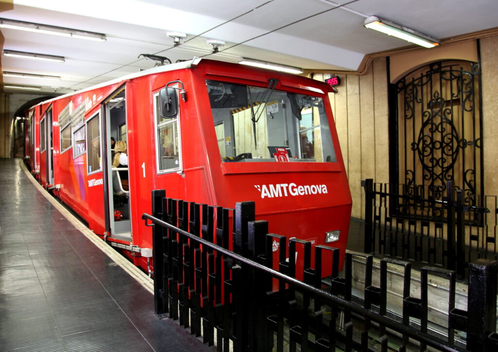 Righi Funicular climbing towards the Genoese hills