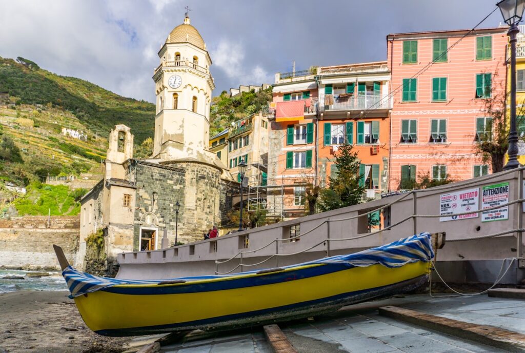 Traditional Ligurian gozzo moored in the small harbor of Boccadasse