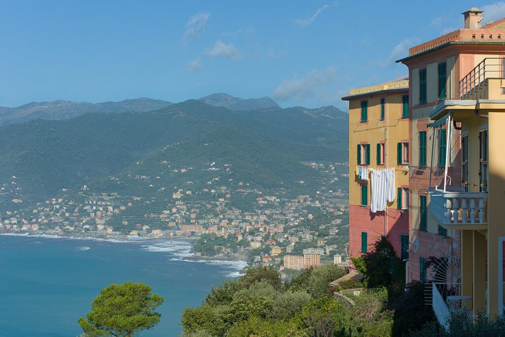 The sanctuary of San Rocco overlooking Camogli from above