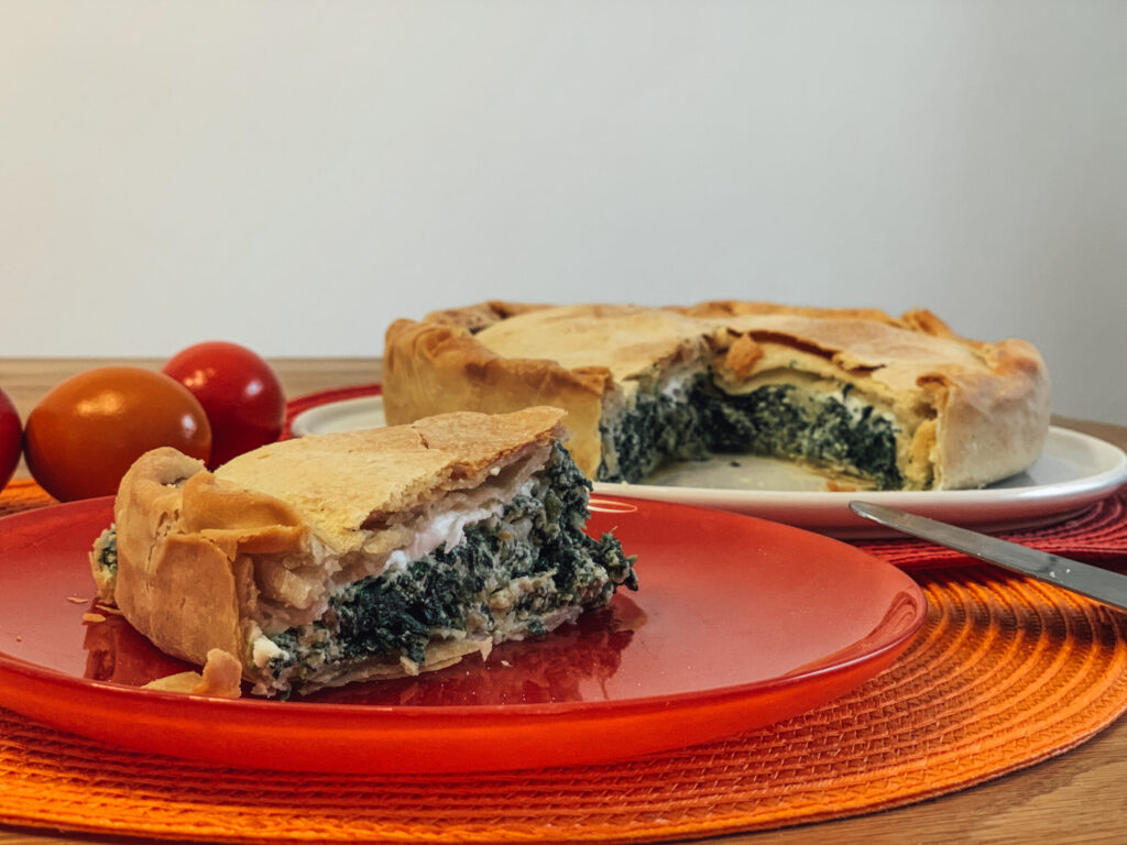 Ligurian torta pasqualina with spinach and ricotta filling