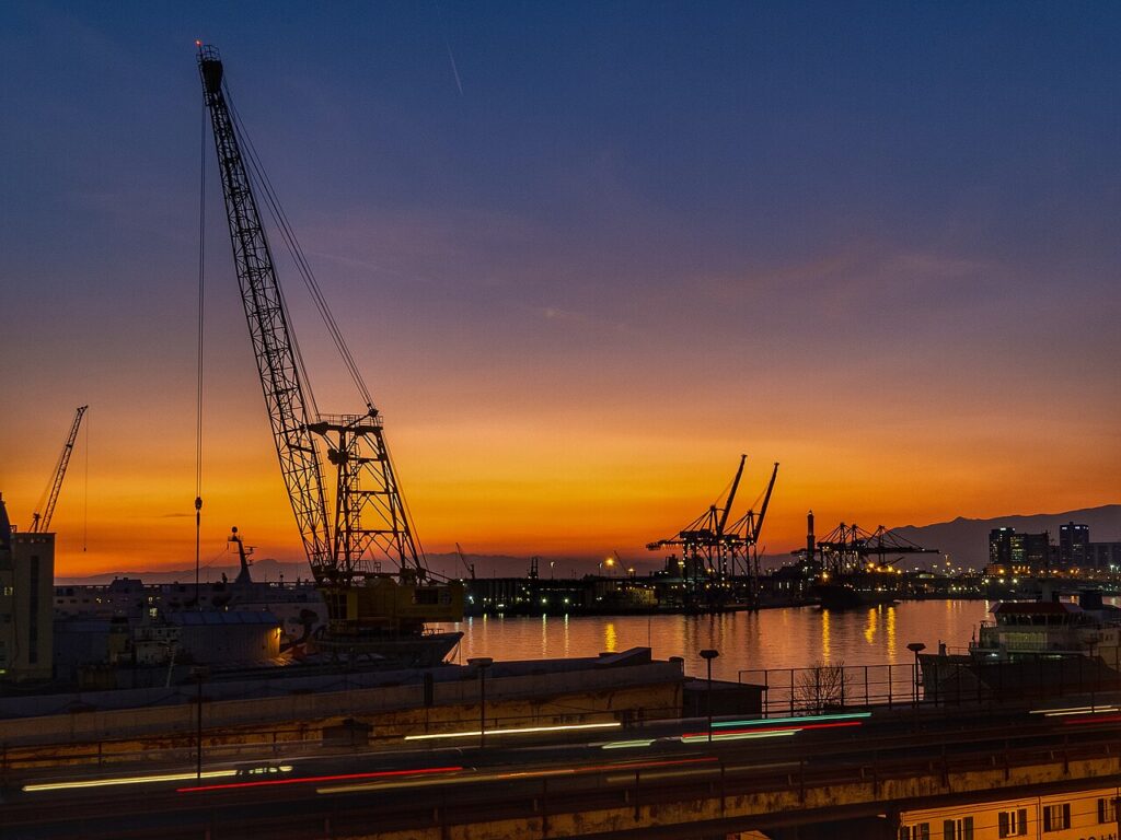 The Sunset from the Molo di Levante: Evening Ritual on the Sea of Genoa