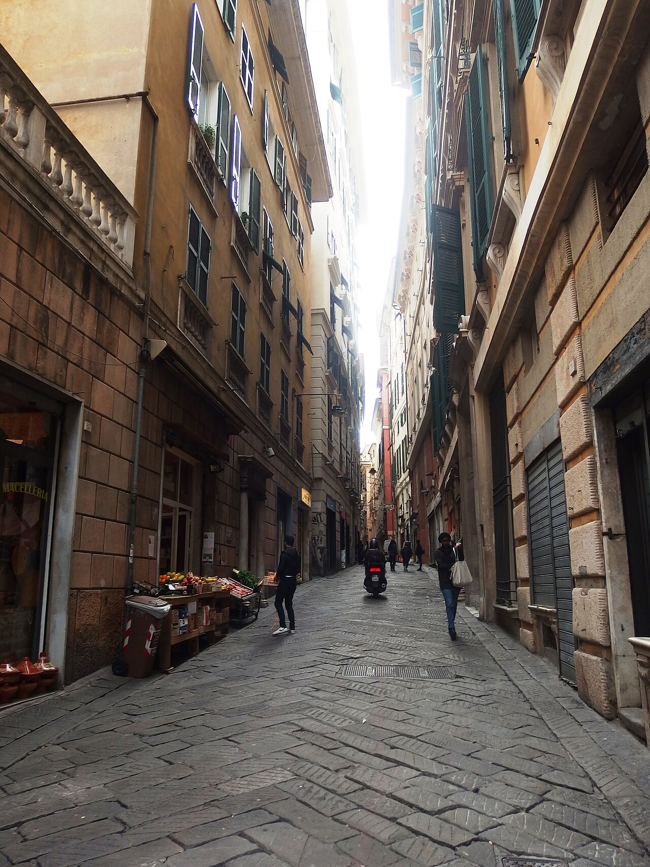Narrow caruggi alley in Genoa near the port